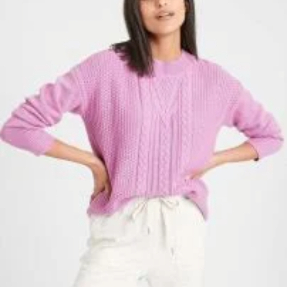 BANANA REPUBLIC Cable Knit Sweater Lilac Size S